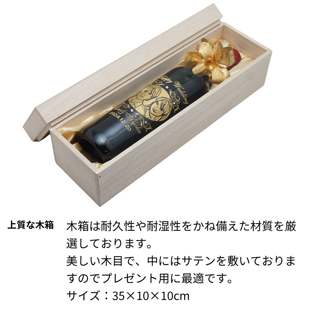 2005年 結婚記念年 / 誕生日 生まれ年ワイン 名前 似顔絵の彫刻 木箱入 平成17年