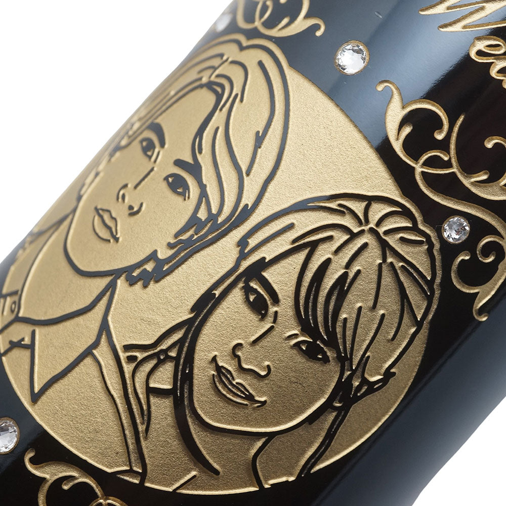 2005年 結婚記念年 / 誕生日 生まれ年ワイン 名前 似顔絵の彫刻 木箱入 平成17年