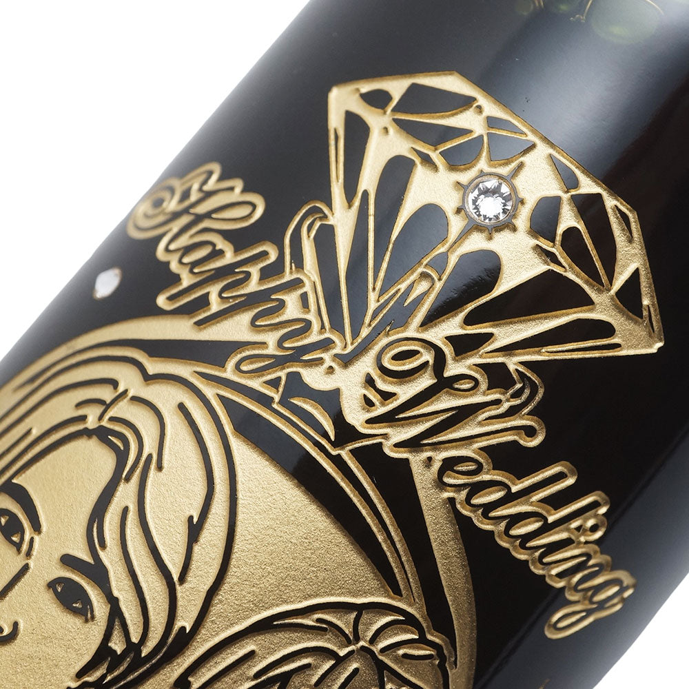 2005年 結婚記念年 / 誕生日 生まれ年ワイン 名前 似顔絵の彫刻 木箱入 平成17年