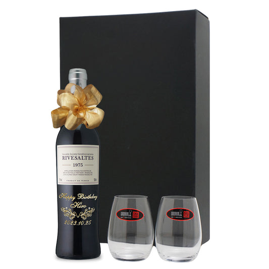 1975年 生まれ年ワイン ペアグラスのセット 名前入り彫刻のお酒 昭和50年 甘口 500ml