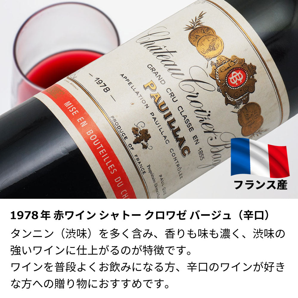 1978年 生まれ年ワイン 【当日発送】彫刻なし 木箱入 昭和53年
