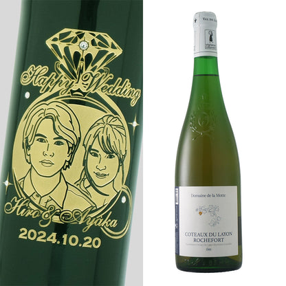 1981年 結婚記念年 / 誕生日 生まれ年ワイン 名前 似顔絵の彫刻 木箱入 昭和56年