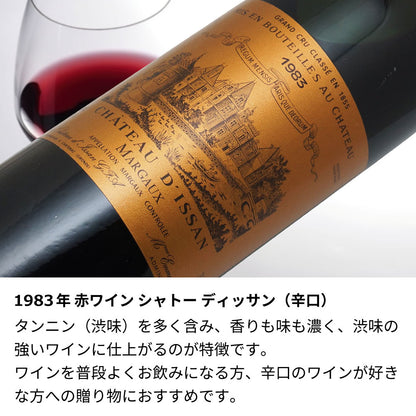 1983年 結婚記念年 / 誕生日 生まれ年ワイン 名前 似顔絵の彫刻 木箱入 昭和58年