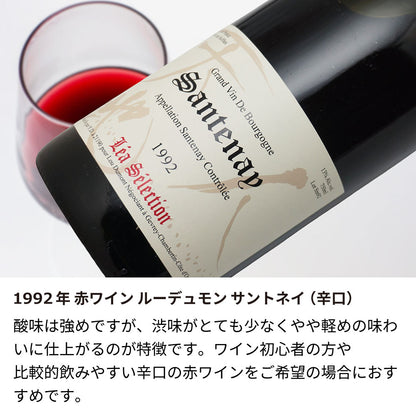 1992年 結婚記念年 / 誕生日 生まれ年ワイン 名前 似顔絵の彫刻 木箱入 平成4年