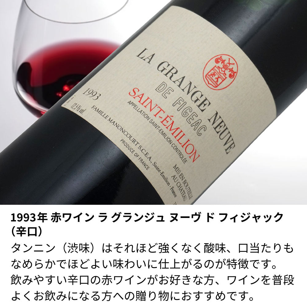 1993年 結婚記念年 / 誕生日 生まれ年ワイン 名前 似顔絵の彫刻 木箱入 平成5年