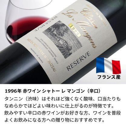 1996年 結婚記念年 / 誕生日 生まれ年ワイン 名前 似顔絵の彫刻 木箱入 平成8年