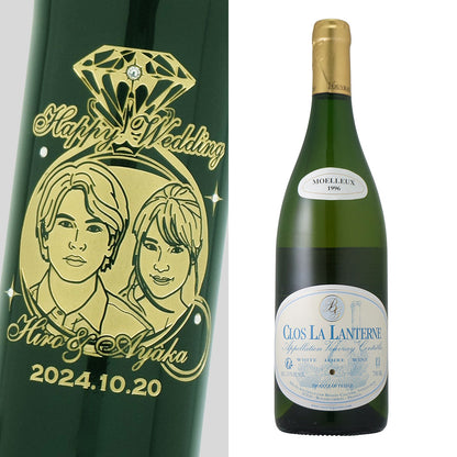 1996年 結婚記念年 / 誕生日 生まれ年ワイン 名前 似顔絵の彫刻 木箱入 平成8年