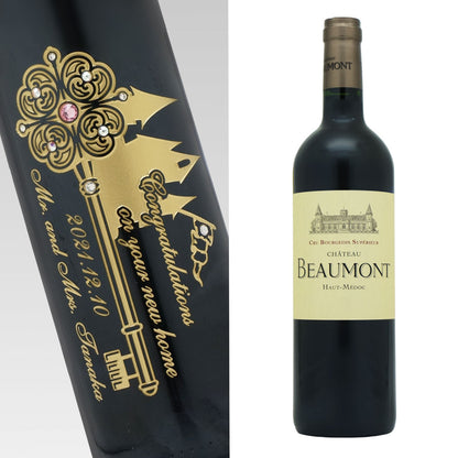 名入れ彫刻 ワイン/新築祝い/ラインストーン装飾