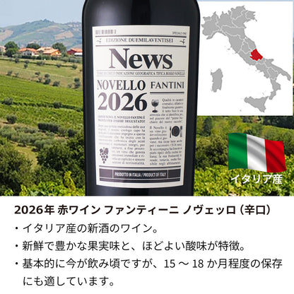 2026年 生まれ年ワイン イタリア産 ファンティーニ ノヴェッロ 名前入り彫刻のお酒 令和8年 木箱入
