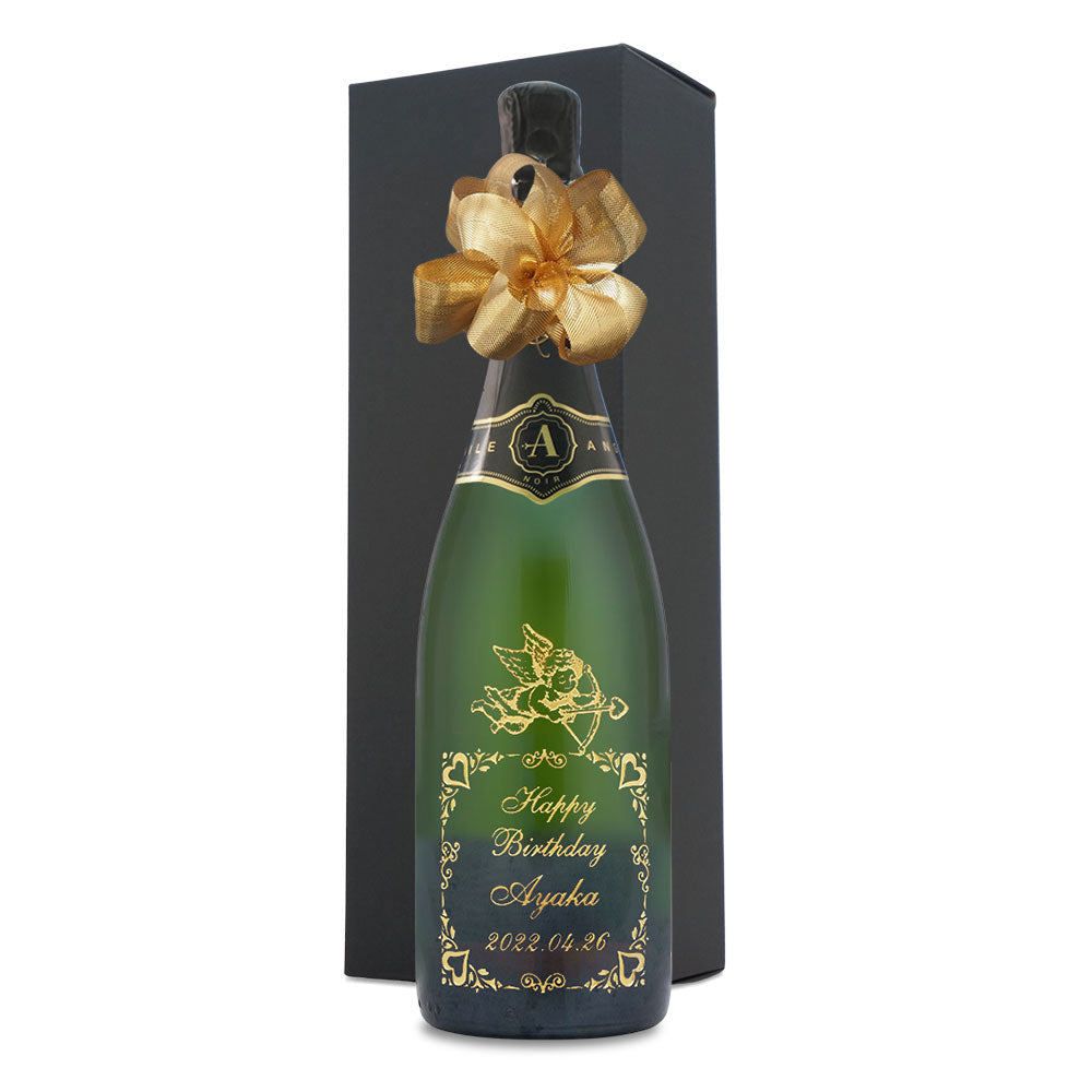 名前入り彫刻 スパークリングワイン 750ml ハート／エンジェル ラインストーンデコ