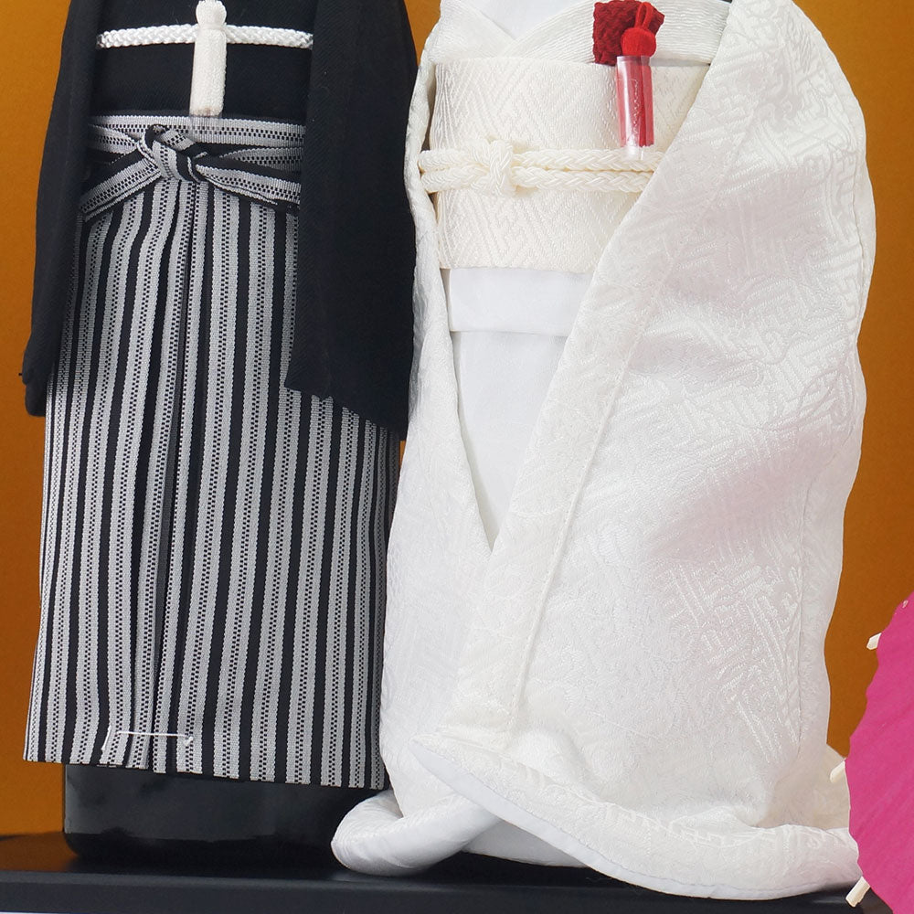 名前入り彫刻 結婚式ワイン 紋付羽織袴 白無垢 着物 神戸ワイン 和装婚礼の紅白セット