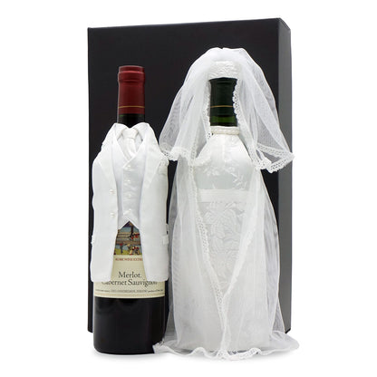 結婚式ワイン 神戸ワイン タキシード ウェディングドレス付 赤白セット 名入れ彫刻なし