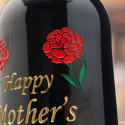 母の日 メッセージ彫刻ワインと花ギフト カーネーション
