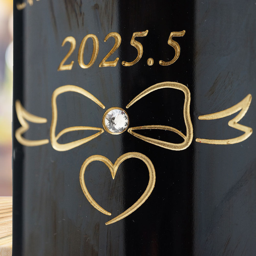 母の日 メッセージ彫刻ワインと花ギフト カーネーション