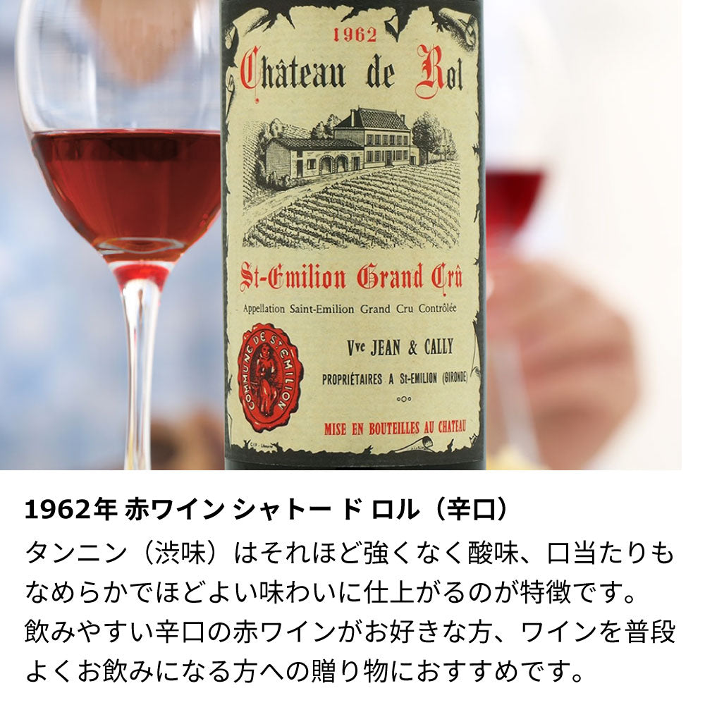 1962年 生まれ年 赤ワイン シャトー ヴィラルジュイユ リヴザルト 甘口 昭和37年 男性 女性 誕生日プレゼント ワインセット 木箱入  赤ワイン