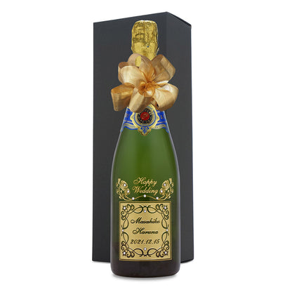 名前入り彫刻 高級シャンパン 750ml ローズスクエア クラウンシャイン ラインストーンデコ