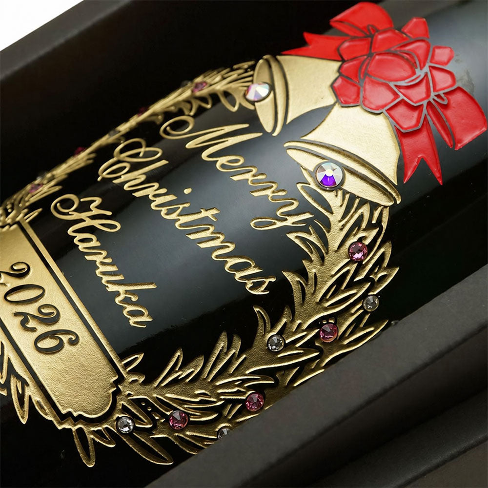 クリスマス 名前入り彫刻 スパークリングワイン 750ml ラインストーンデコ