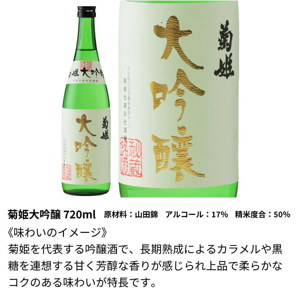 菊姫大吟醸 720ml 名前入り彫刻 加賀の菊酒  長期熟成 日本酒 誕生日